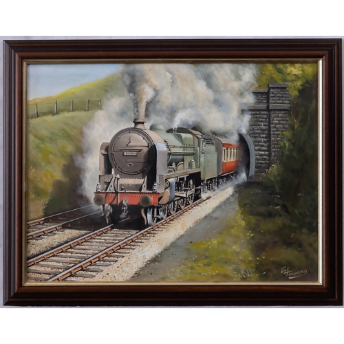 830 - Joe Townend, (British b. 1946), Patriot Class Steam Locomotive 45500. oil on canvas, signed lower ri... 