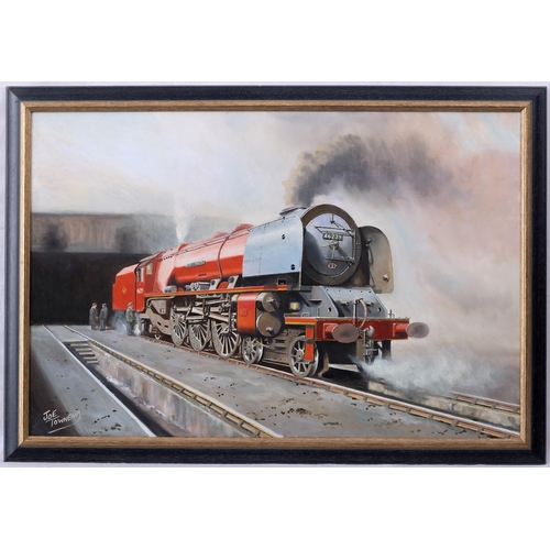 833 - Joe Townend, (British b. 1946), LMS Princess Coronation Class Steam Locomotive 46229. oil on canvas,... 