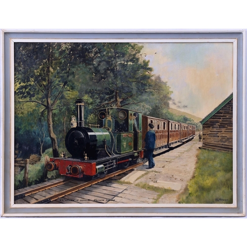 841 - V J Taycock, 20th century, No 2 Dolgoch at Bryniglas Talyllyn Railway. oil on canvas board, signed... 