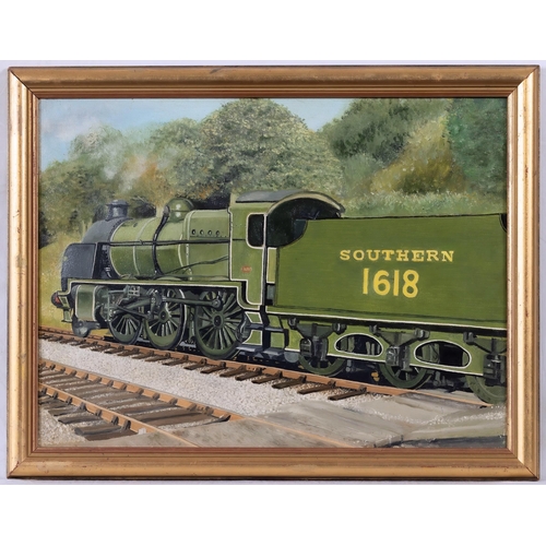 847 - English School, 20th century, U Class 2-6-0 Steam Locomotive Southern 1618. oil on canvas, unsigne... 