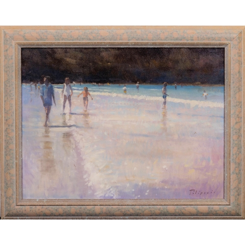 849 - Zlatan Pilipovic (b.1958 Sarajevo), Family on the Beach. oil on canvas, signed lower right, framed. ... 