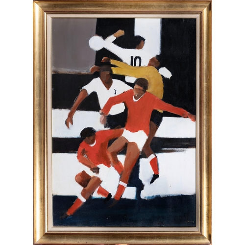 868 - Larry Ham (British, 1933-2007), Footballers. oil on canvas, signed 'L Ham' lower right, plain gilt h... 