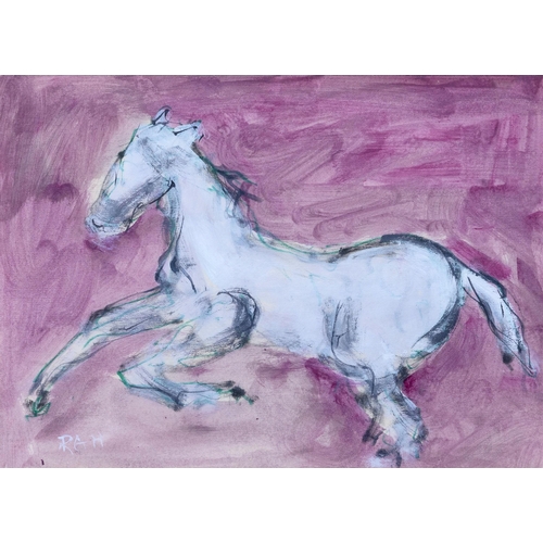 880 - Rachel Grainger Hunt (Irish, 1956-2016), White Horse. ink crayon and watercolour on paper, signed wi... 