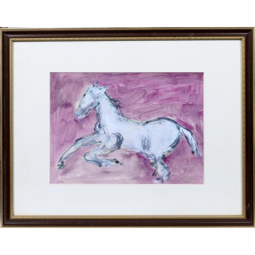 880 - Rachel Grainger Hunt (Irish, 1956-2016), White Horse. ink crayon and watercolour on paper, signed wi... 