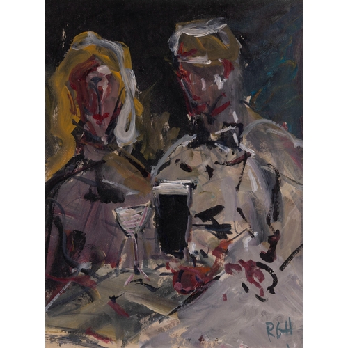 888 - Rachel Grainger Hunt (Irish, 1956-2016), Cocktail and Guinness for two. acrylic on board, signed wit... 