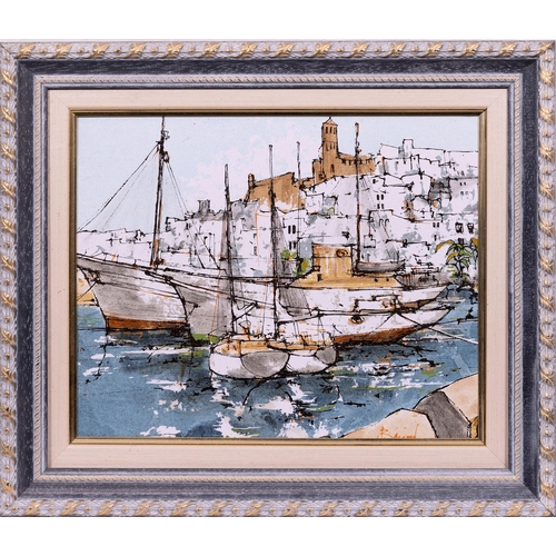 901 - Bernard Dufour (French, 1922-2016), Mediteranean Harbour. oil on canvas, signed lower right, (partia... 