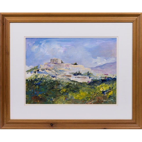 920 - Roberto Luigi Valente (Italian b. 1926), Acropolis, Athens. oil on board, signed, lower right, fra... 