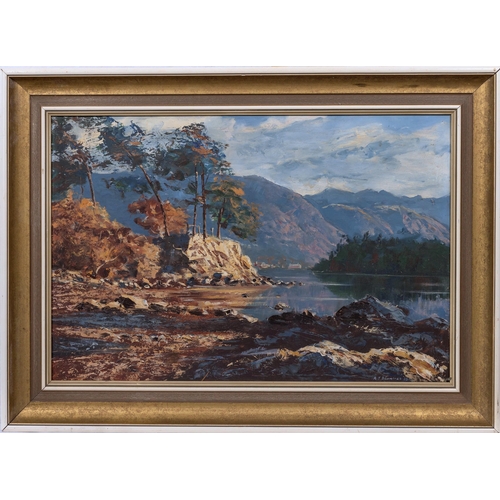 924 - Arthur Terry Blamires (British, b.1930), Fryer Crag, Derwent Water. oil on hardboard, signed and d... 