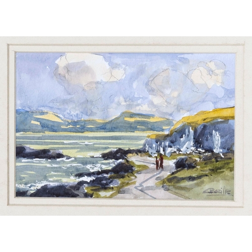 946 - C. Bazille, Collection of four watercolours, subjects including Irish Landscapes and Seascapes, all ... 