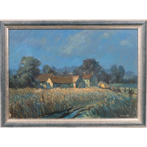 957 - Fredrick John Jack Savage (British 1910-2003), Farmhouse at evening. oil on hardboard, signed lowe... 