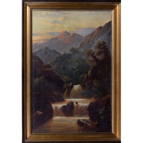 974 - English School (early 20th century), Waterfalls of the Clyde near Lanark. oil on canvas, signed with... 