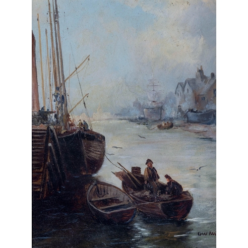 985 - English School (late 19th century), At the Quayside. oil on board, signed indistinctly lower right, ... 