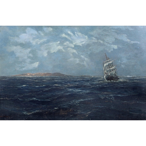 987 - George Fürst (German, 1888-1964), Sailing Ship in a Gale off an Island oil on board, signed 