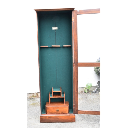 2172 - A rare glazed walnut sportsman's cabinet by Hardy Bros. of Alnwick Ltd., the ogee cornice over a two... 