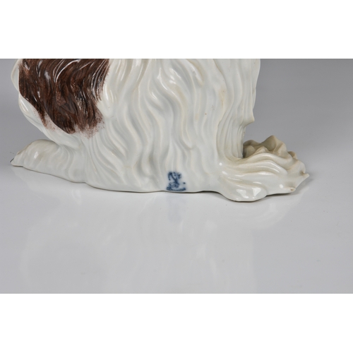 94 - A Meissen style Dresden porcelain model of a Bolognese Terrier, late 19th / early 20th century, mode... 