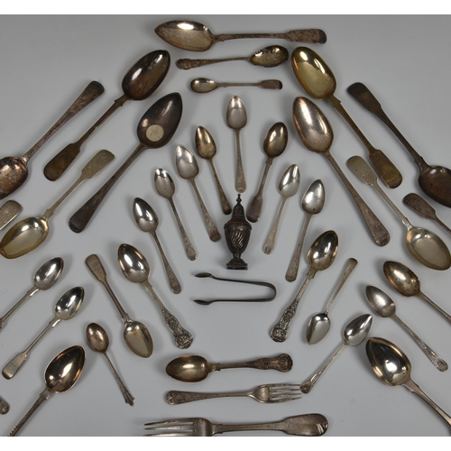 210 - A collection of 19th and early 20th century silver spoons, including a pair of Victorian bright cut ... 