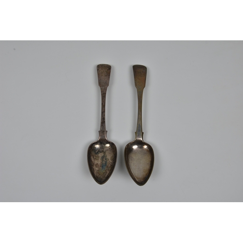 100 - A pair of Channel Islands silver soup or table spoons, maker's mark GH struck once plus 'J' (George ... 