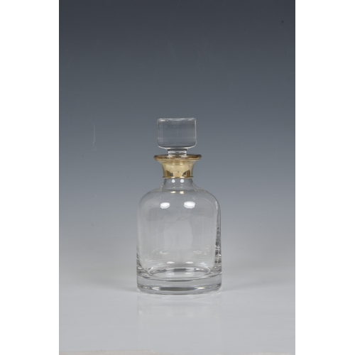 171 - A boxed Elizabeth II glass decanter with silver collar, W I Broadway & Co, Birmingham, 1998, of mall... 