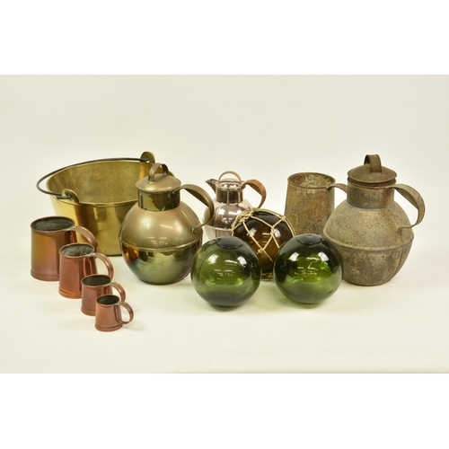 2151 - A collection of various Guernsey brass & copper etc, to include various Guernsey cans, one marked to... 