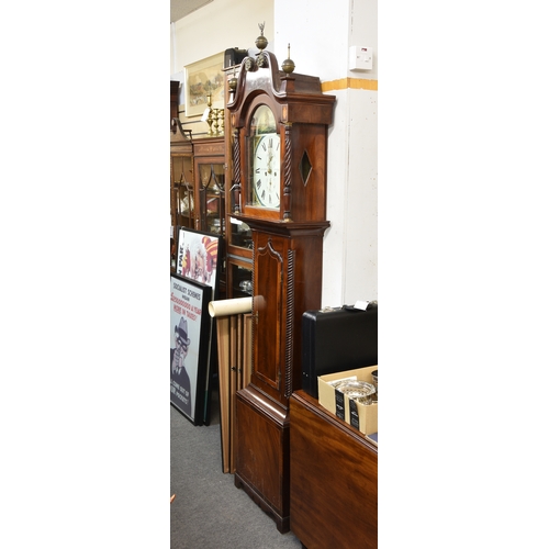 1927 - An inlaid mid-19th century Channel Islands mahogany and rosewood cross-banded longcase clock, the wh... 