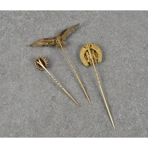 1054 - First World War interest  - an antique 18ct gold and diamond Prince of Wales feathers stick pin, des... 