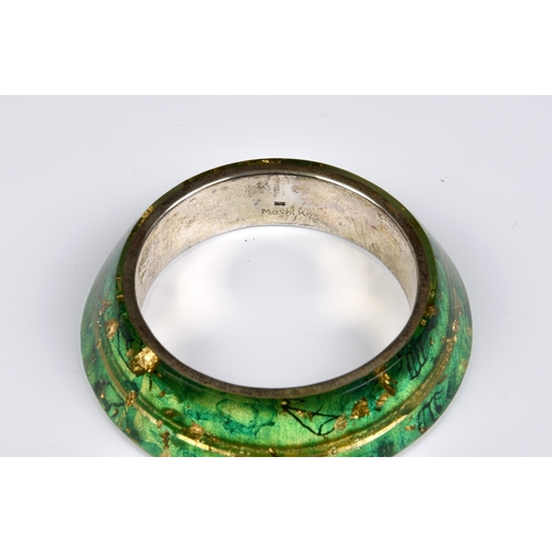 1371 - A Moshi Ko 'Celestial Lagoon' silver and resin bracelet, signed 'Moshi Ko' to silver and Israeli hal... 