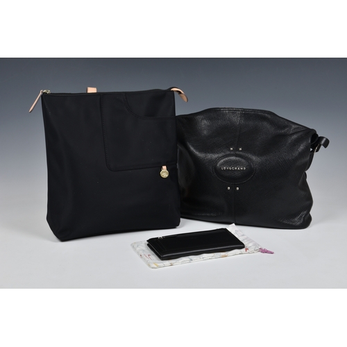 1456 - A Longchamp black leather tote bag, in soft, grained black leather, approx. 16 x 12in. (40.5 x 30.5c... 