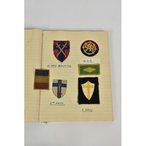 1798 - A large collection of cloth military badges, sixty + (60+), all mounted within a book, to include An... 