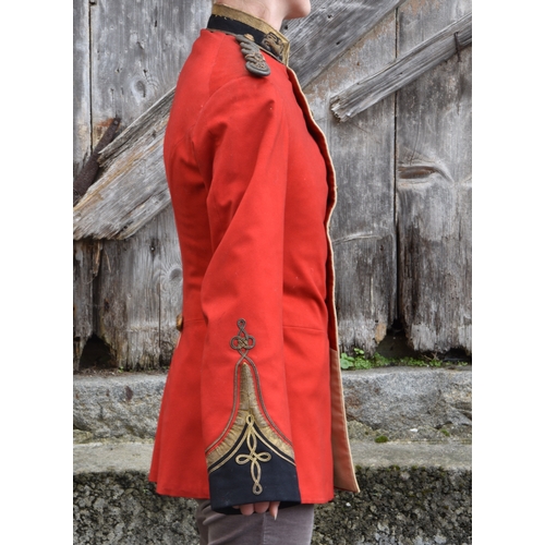 1830 - A 3rd Royal Guernsey Light Infantry scarlet jacket, navy blue collar with leopards passant to either... 