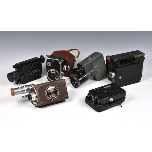 2087 - A collection of six various vintage Cine Cameras, varying ages, to include Canon Reflex zoom 8-2; Ca... 