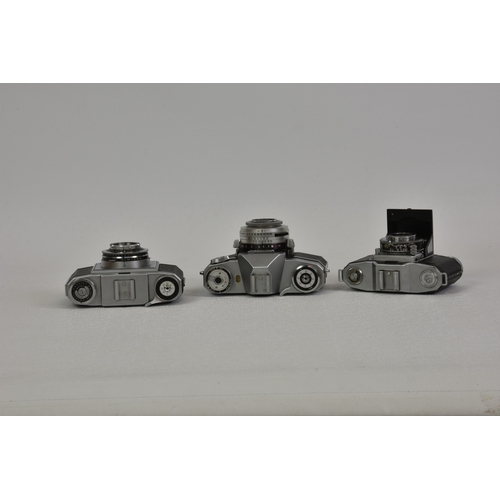 2106 - Three Zeiss Ikon cameras, to include Contaflex, serial No. R74079, with Carl Zeiss Tessar 2,8/50 Len... 