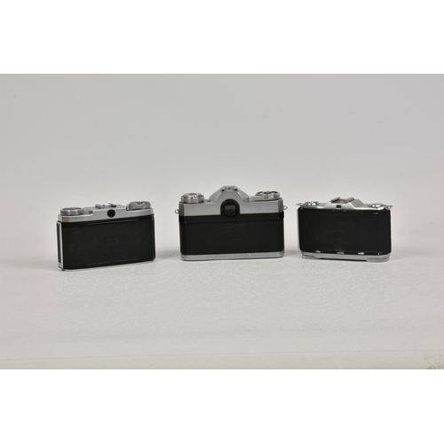 2106 - Three Zeiss Ikon cameras, to include Contaflex, serial No. R74079, with Carl Zeiss Tessar 2,8/50 Len... 