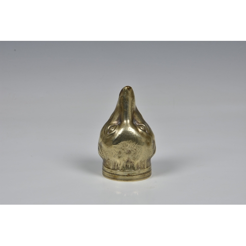 2157 - A white metal fox head stirrup cup, early 20th century, possibly Paktong, unmarked, 3½in. (8.9cm.) l... 