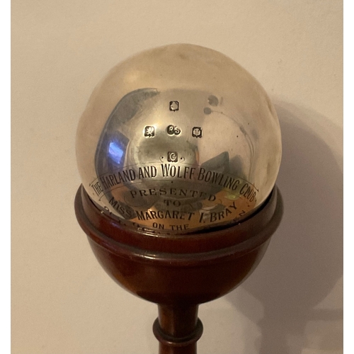 102 - A rare Scottish silver presentation Bowling Jack, Robert Stewart, Glasgow, 1925, the Jack inscribed ... 