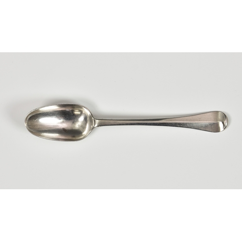 110 - A rare Channel Islands silver Hanoverian pattern coffee spoon, makers' mark GH with crown above, str... 