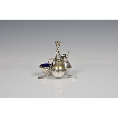 119 - Guernsey Hockey interest - A novelty silver plate cruet set, probably first quarter twentieth centur... 