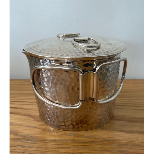 21 - A very rare Edwardian planished silver travelling picnic / military canteen, London, 1901, of cylind... 