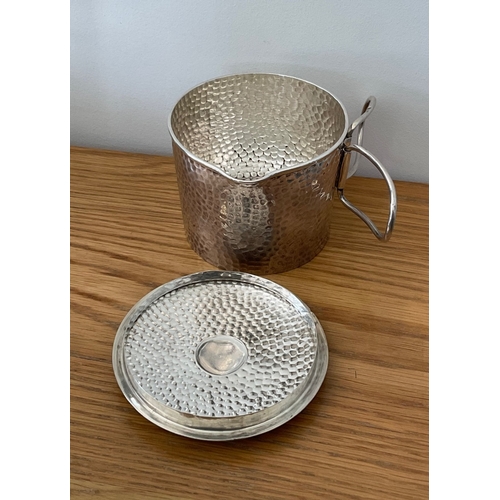 21 - A very rare Edwardian planished silver travelling picnic / military canteen, London, 1901, of cylind... 