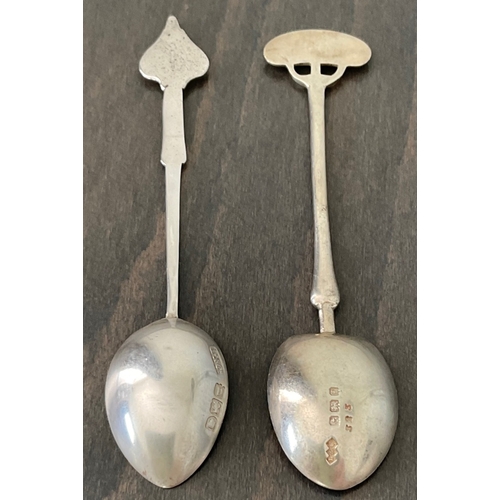 24 - Archibald Knox (1864-1993) for Liberty & Co., London - Two rare silver and enamel teaspoons, Liberty... 