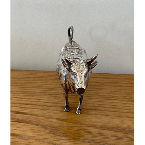 34 - An Edwardian novelty silver naturalistic cow creamer, German, Hanau, Neresheimer and Sons, hallmarke... 