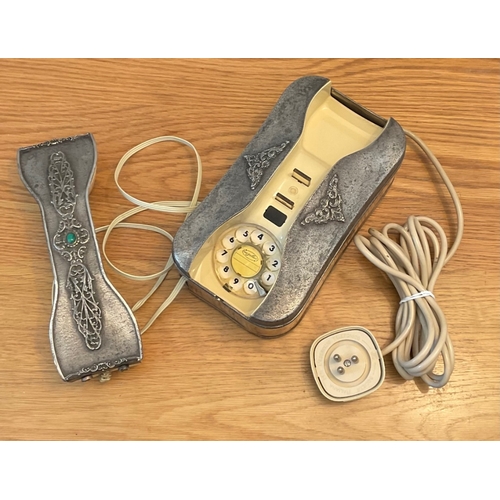 37 - A rare vintage Italian silver cased telephone, stamped 800, of rounded rectangular form, the case wi... 