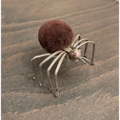 43 - An extremely rare Edwardian silver pin cushion in the form of a spider, Adie & Lovekin Ltd, Birm. 19... 