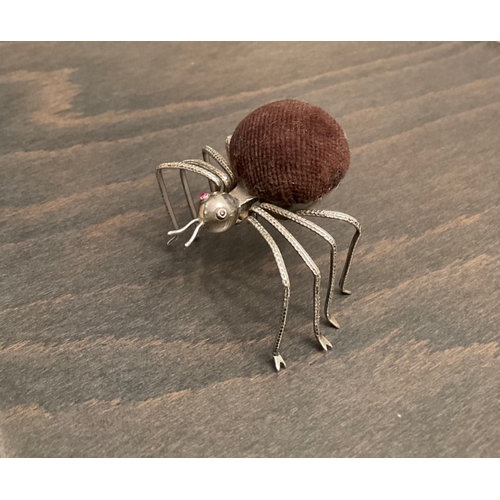 43 - An extremely rare Edwardian silver pin cushion in the form of a spider, Adie & Lovekin Ltd, Birm. 19... 