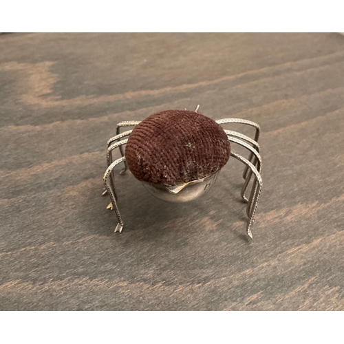 43 - An extremely rare Edwardian silver pin cushion in the form of a spider, Adie & Lovekin Ltd, Birm. 19... 