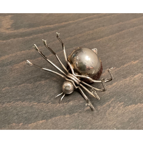 43 - An extremely rare Edwardian silver pin cushion in the form of a spider, Adie & Lovekin Ltd, Birm. 19... 