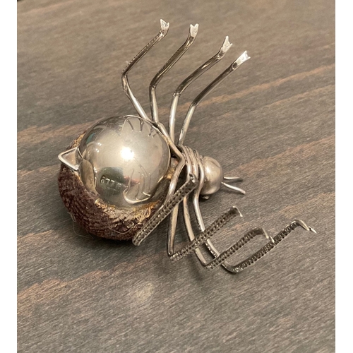 43 - An extremely rare Edwardian silver pin cushion in the form of a spider, Adie & Lovekin Ltd, Birm. 19... 