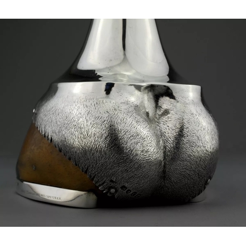 5 - An extremely rare and unusual Victorian silver mounted taxidermy horses hoof claret jug / decanter,... 