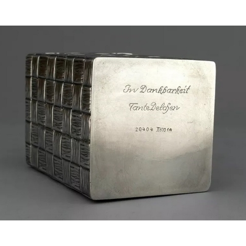 53 - An extremely rare novelty German silver Trompe Loeil basket weave tea caddy, Koch & Bergfeld, Germa... 