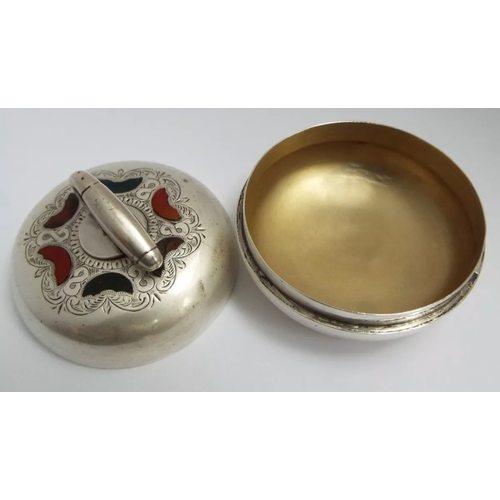 54 - A rare novelty Scottish silver and hardstone snuff box fashioned as a curling stone, John Tait Kirkw... 