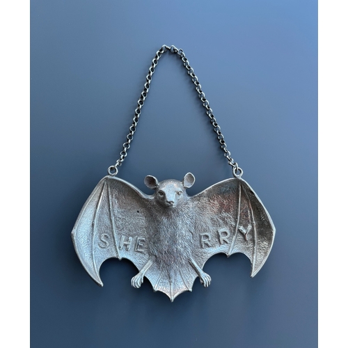 61 - A set of six extremely large very rare novelty colonial silver wine labels in the form of fruit bats... 